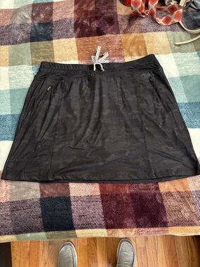 Black Active Mini Skort with Zipper Pockets